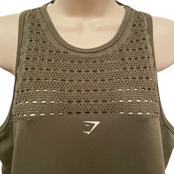 GymShark Women’s Energy Seamless Tank Top Running Workout Strappy Green Small - Picture 3 of 5